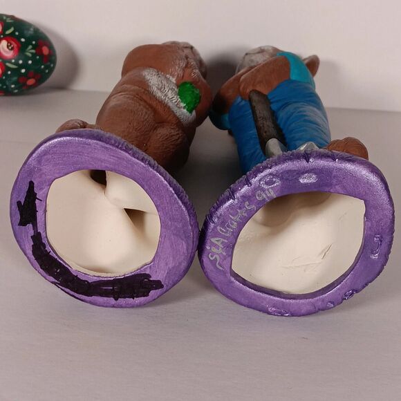 Lot of 3 Ceramic Easter Bunny Pencil Figures Hand Painted Rabbit & Egg - Picture 13 of 14